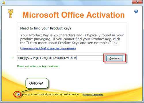 redeem Microsoft<sup>®</sup> office product key